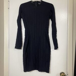 RAG & BONE black cinched ribbed long sleeve stretch bodycon dress size Small